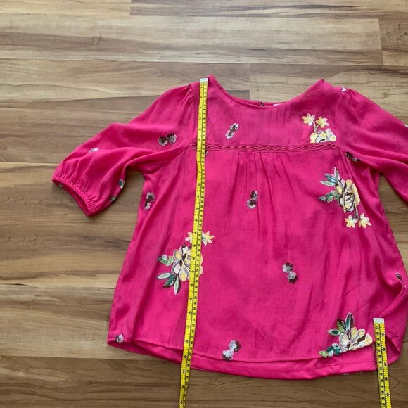 Figueroa and Flower Top Petite Medium 1/2 Sleeve Pink Floral Removable Cami NWT - Picture 3 of 12